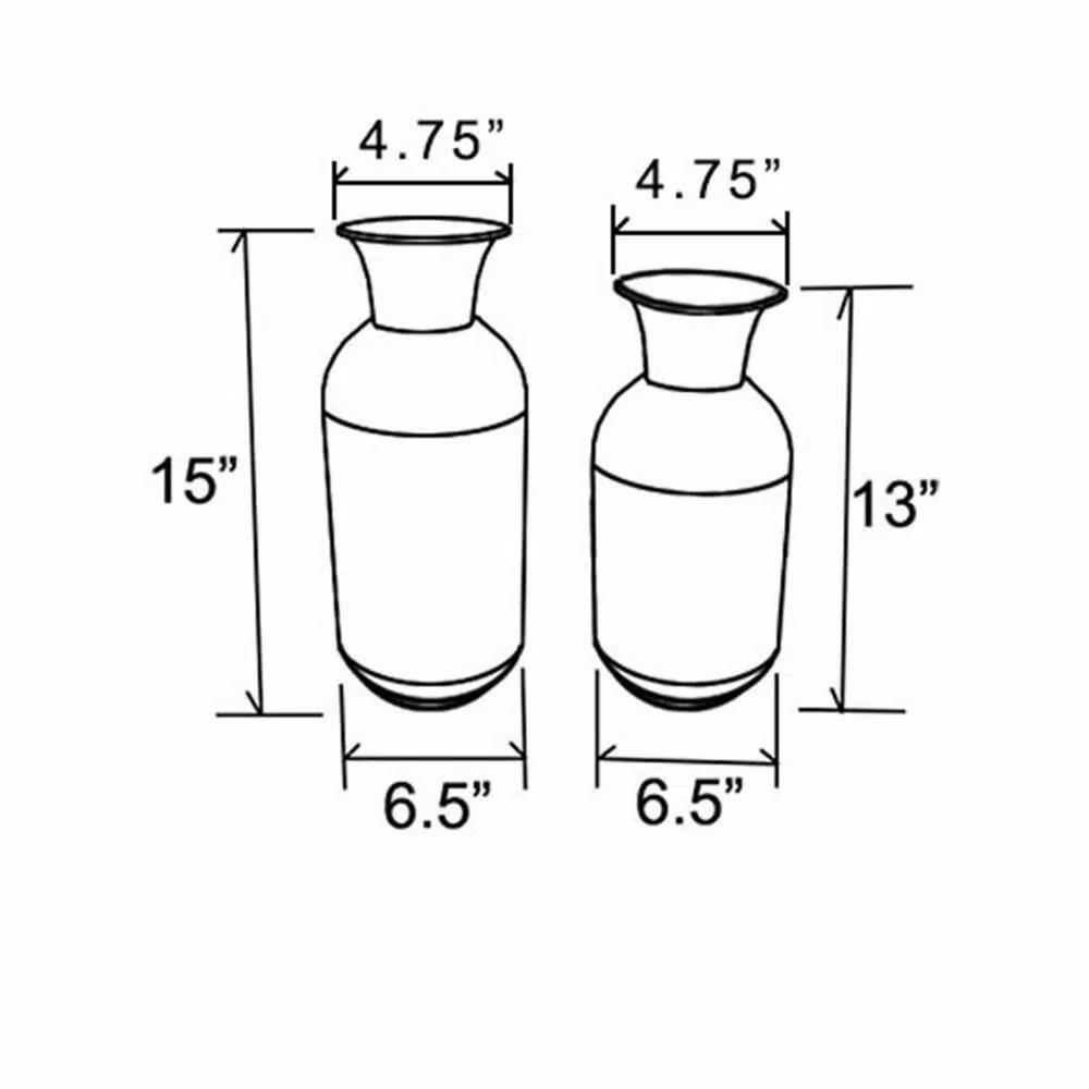 Winsome House 2-Piece Handcrafted Iron and Wood Vase Set, Rustic Dark Brown and Natural Wood Table Vases