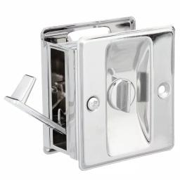 Prime-Line Polished Chrome Pocket Door Privacy Lock and Pull, Reversible Design thumbnail 2