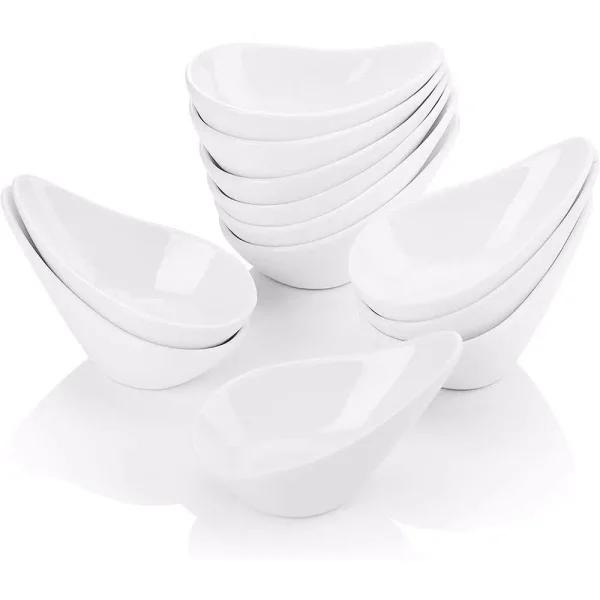MALACASA 4.5 in. White Ceramic Ramekins Set of 12 - Porcelain Souffle and Creme Brulee Dishes