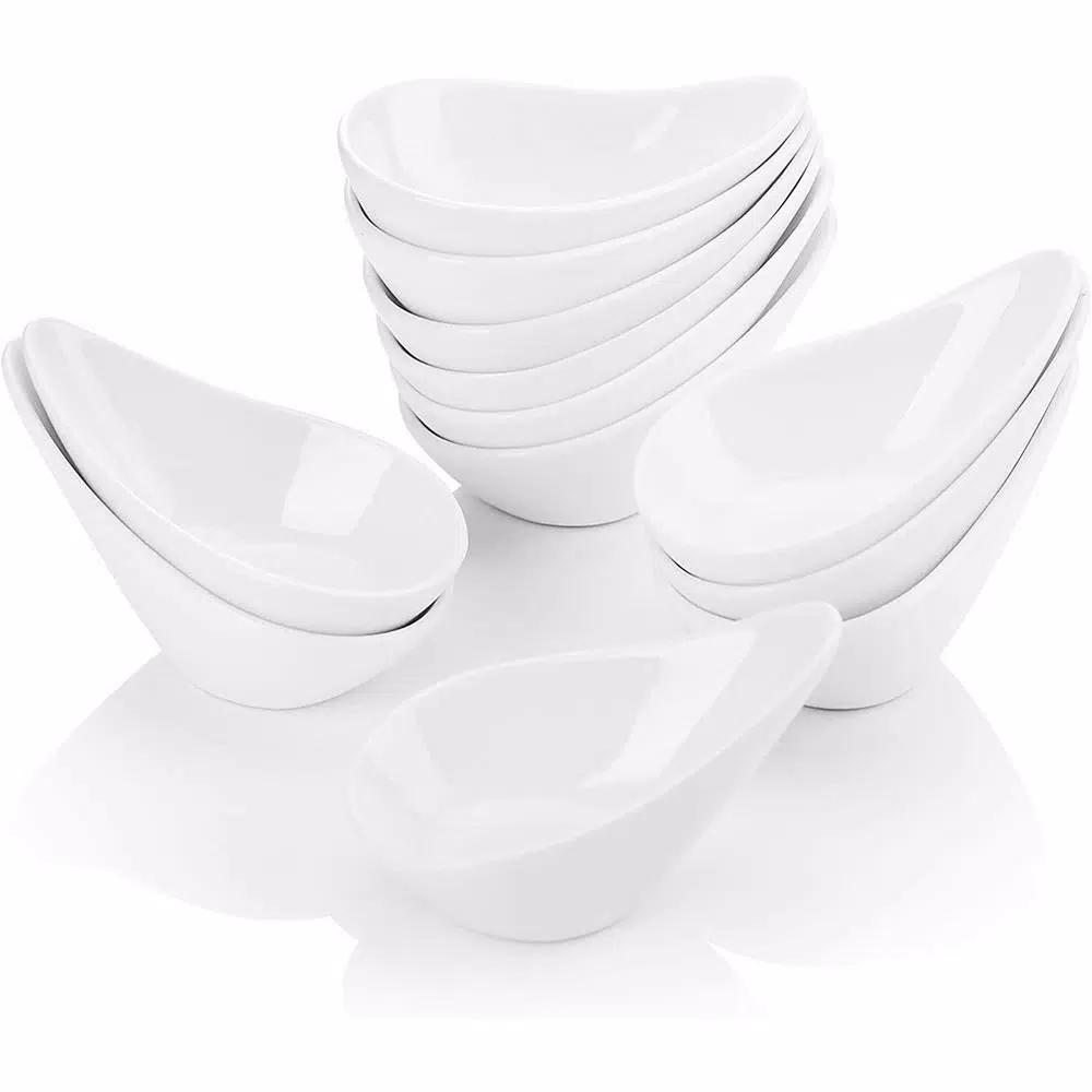 MALACASA 4.5 in. White Ceramic Ramekins Set of 12 - Porcelain Souffle and Creme Brulee Dishes