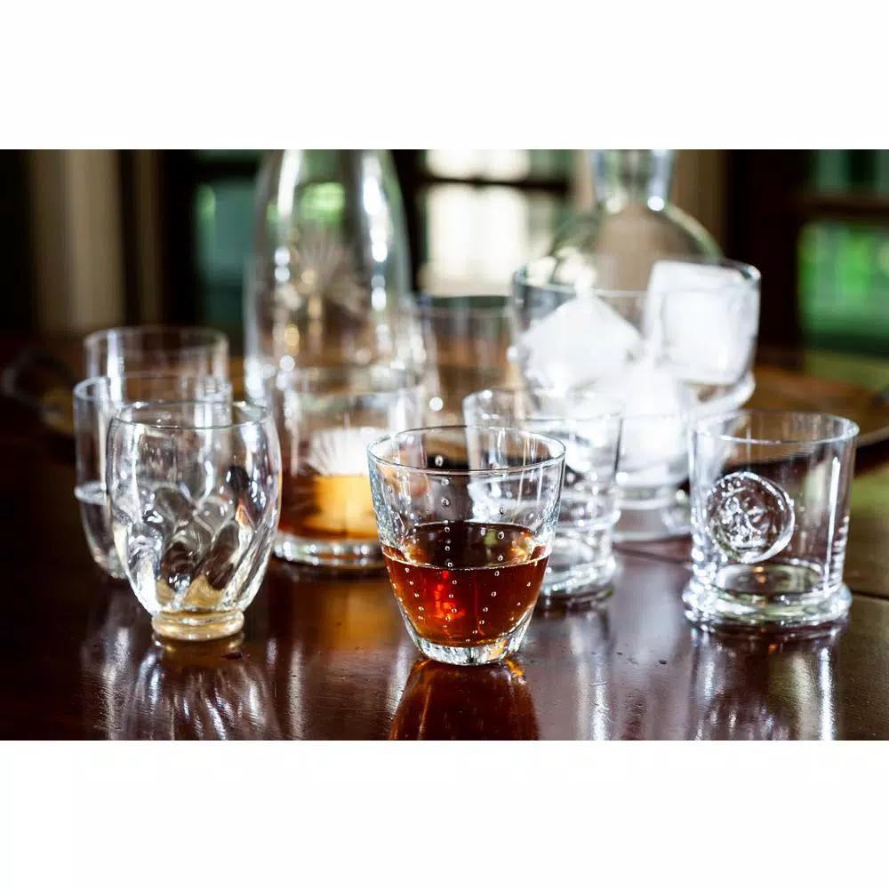 Abigails Elisa Italian Made Stemless Wine Glass Set, Clear with Gold Infused Base, 4-Piece Set
