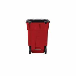 Suncast Commercial Suncast 65 Gallon Commercial Red Plastic Trash Can with Wheels and Attached Lid thumbnail 4