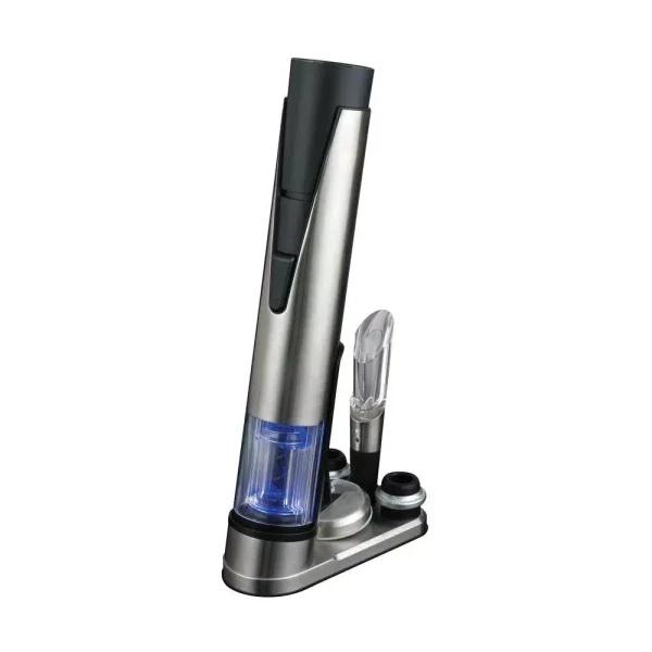 Wine Enthusiast Electric Blue 1 Wine Opener and Preserver Set with Rechargeable Stand