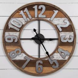 Pinnacle 33 in. Rustic Reclaimed Wood and Metal Round Wall Clock - Farmhouse Style thumbnail 1