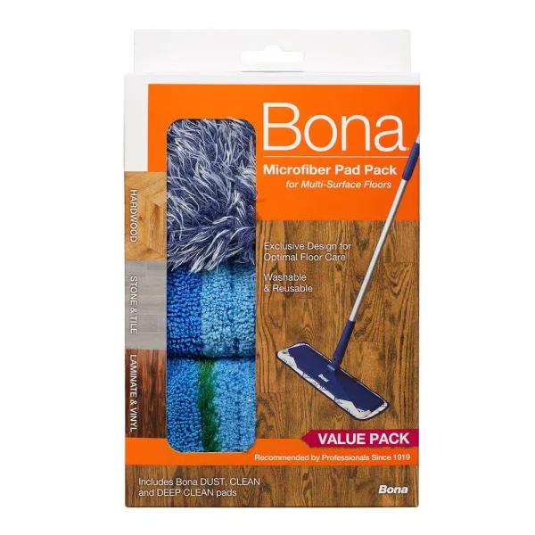 Bona Microfiber Wet/Dry Mop Refill Pad Multipack, 3-Pack