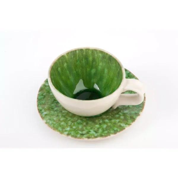Abigails Bali Ceramic Teacup and Saucer Set, Set of 4, Handmade in Portugal