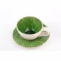 Abigails Bali Ceramic Teacup and Saucer Set, Set of 4, Handmade in Portugal thumbnail 1
