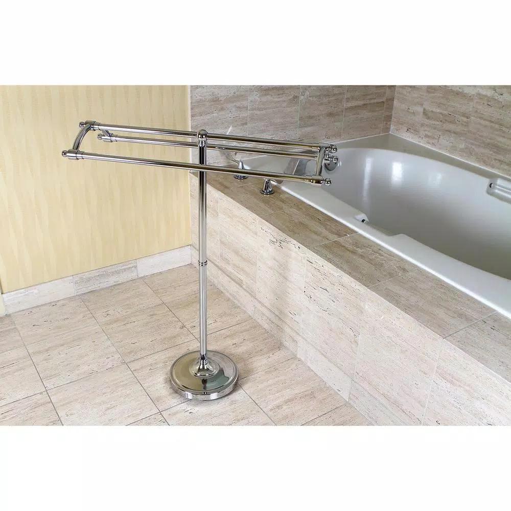 Kingston Brass Pedestal Round Plate Floor Standing Towel Rack - Polished Chrome