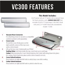 Caso VC 300 Food Vacuum Sealer with Food Management App and Bonus Bag & Roll Set, Silver/Black thumbnail 6