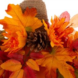 Glitzhome 20.28 in. Wooden Fall Pumpkin Decor with Floral Accents - Standing or Hanging thumbnail 2