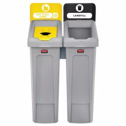 Rubbermaid Commercial Products 46 Gal. Slim Jim 2-Stream Recycling Station Kit, Gray/Yellow thumbnail 2