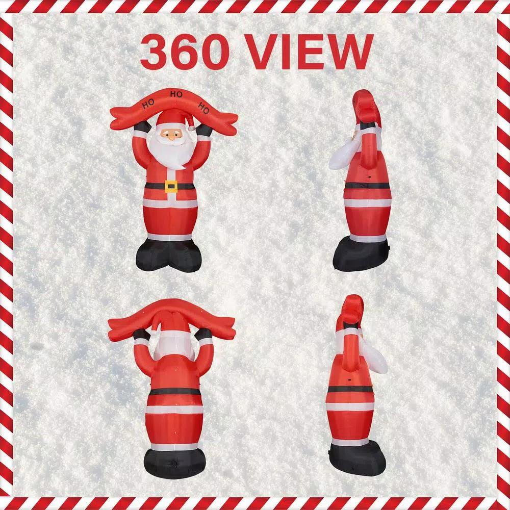 Fraser Hill Farm 10 ft. Santa Claus Inflatable with HO HO HO Sign and White Lights