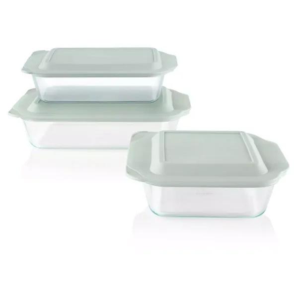 Pyrex 6-Piece Deep Glass Bakeware Set with Lids