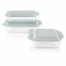 Pyrex 6-Piece Deep Glass Bakeware Set with Lids thumbnail 1