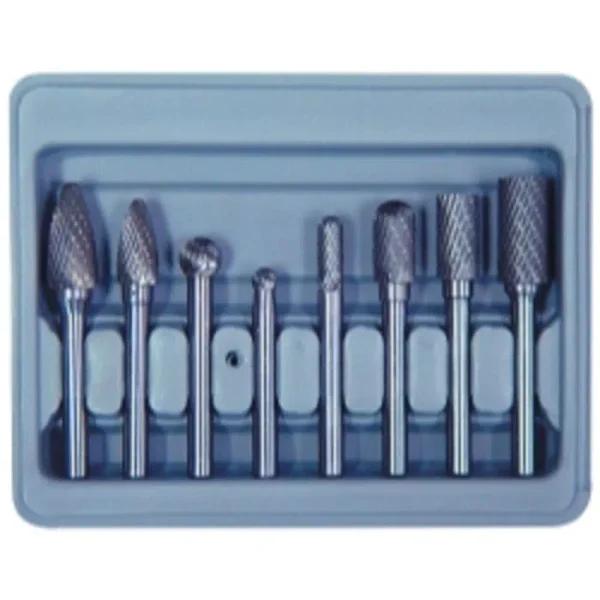 Astro Pneumatic 8-Piece Double Cut Burr Set with Blow Molded Storage Case