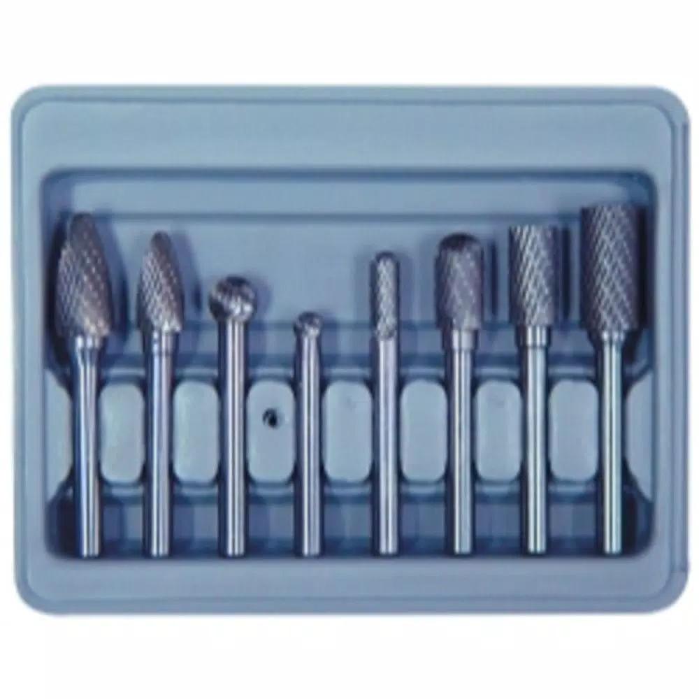 Astro Pneumatic 8-Piece Double Cut Burr Set with Blow Molded Storage Case