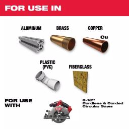 Milwaukee 6-1/2 in. 54T Carbide Aluminum and Metal Cutting Circular Saw Blade thumbnail 2
