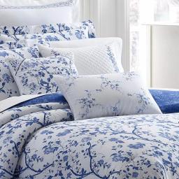 Laura Ashley Charlotte Blue and White Floral Cotton Blend Throw Pillow, 14 x 20 in. thumbnail 3