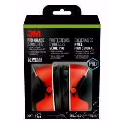 3M Pro-Grade Earmuffs, High NRR 30dB Hearing Protection, Red and Black thumbnail 1