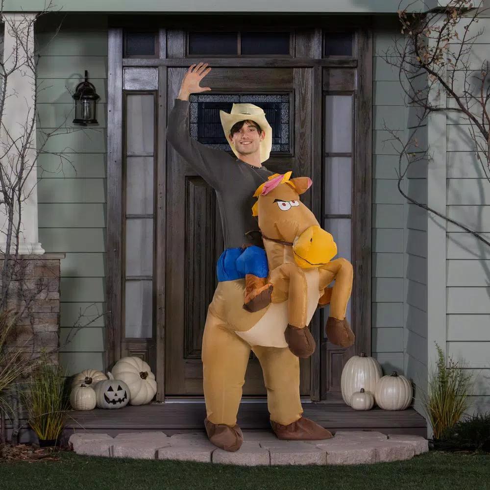 Gemmy Adult Inflatable Riding On Horse Costume - Funny Halloween Costume