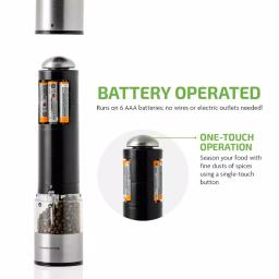 Ovente Electric Salt and Pepper Grinder Set, Stainless Steel with Ceramic Blades, Battery Operated thumbnail 8