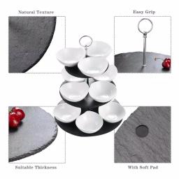 MALACASA 3-Tier Black Slate Round Cupcake Tower & Dessert Display Stand thumbnail 3