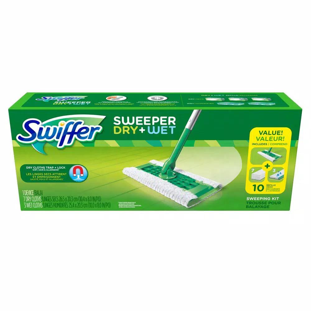 Swiffer Sweeper Dry and Wet Mop Starter Kit with 10 Cloths