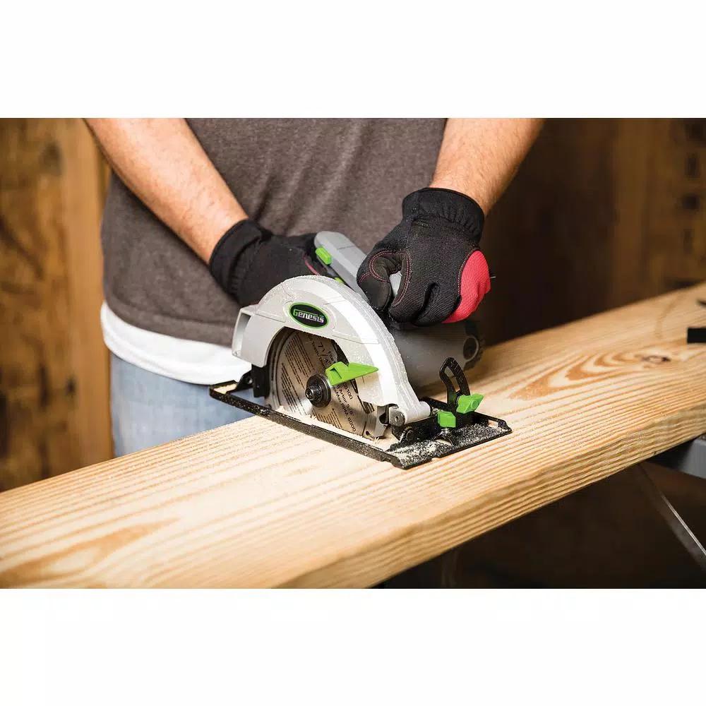 Genesis 7-1/4 in. 13 Amp Corded Circular Saw with Metal Lower Guard and Rip Guide