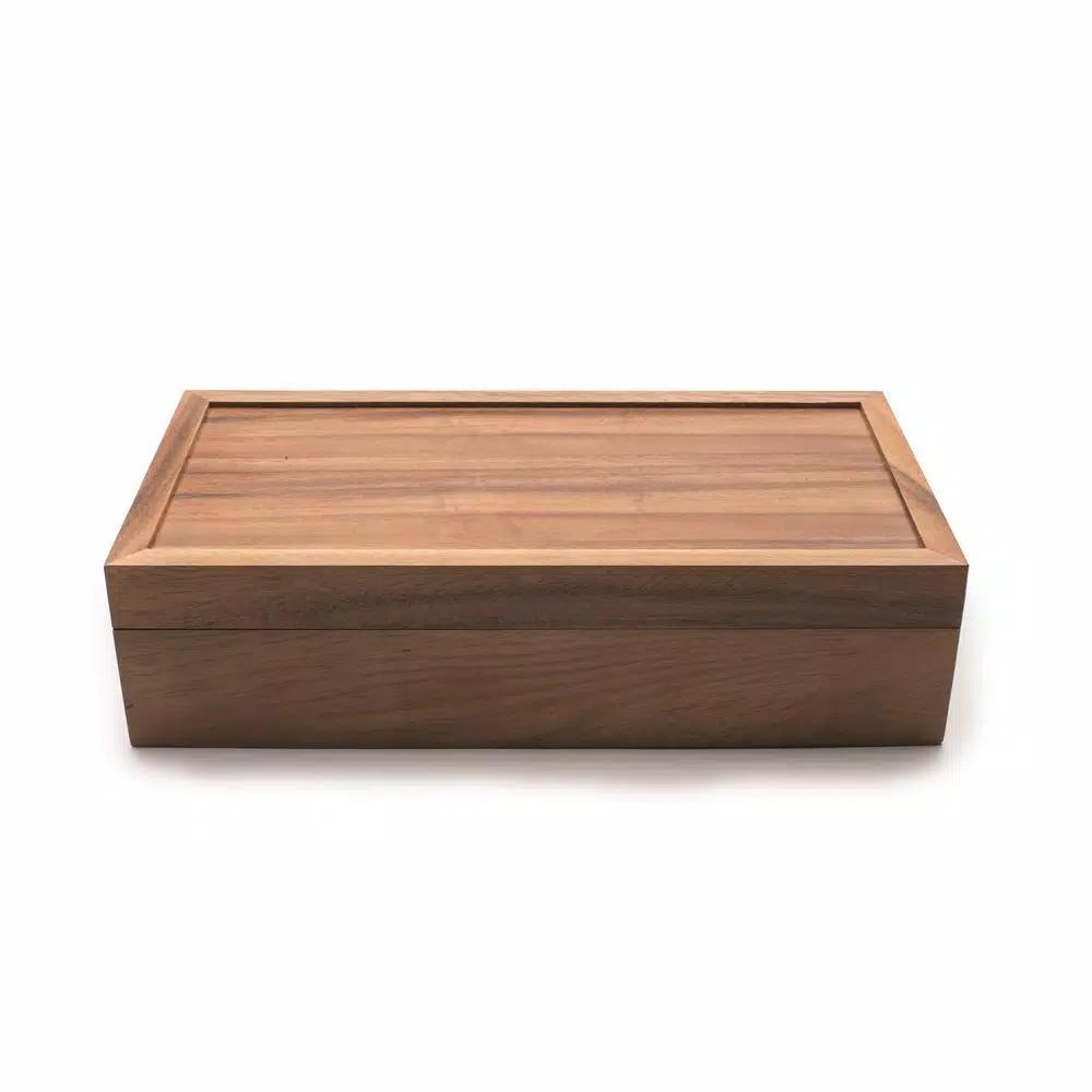 Ironwood Gourmet Acacia Wood Rectangular Tea Box with 10 Compartments