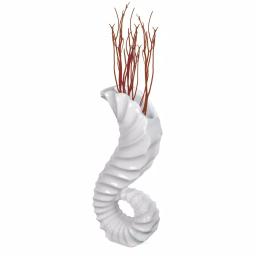 Uniquewise Large White Trumpet Horn Floor Vase - 31.5" Coastal Style Fiberglass Decor thumbnail 2