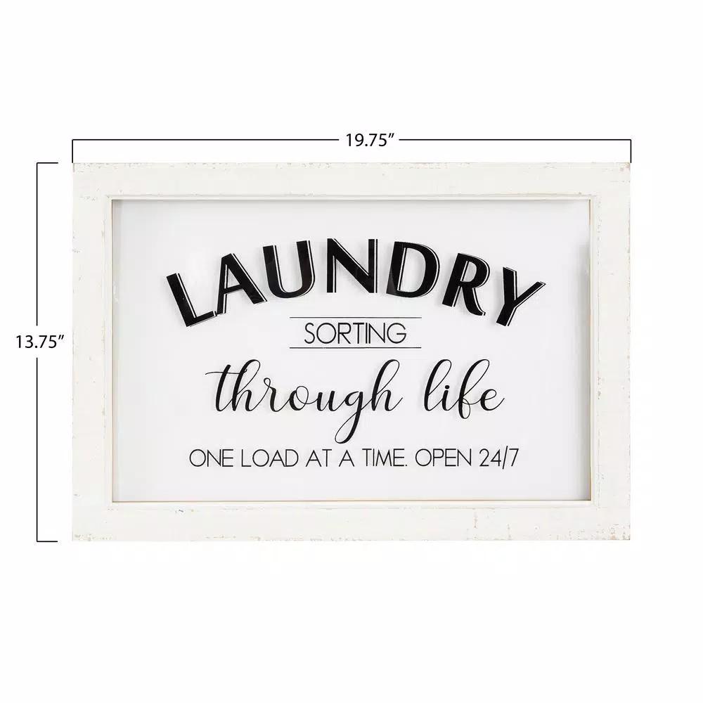 3R Studios Laundry Sorting Through Life One Load at a Time Wood Sign - White Decorative Wall Decor