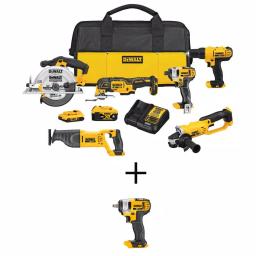 DEWALT 20V MAX Cordless 6-Tool Combo Kit with 3/8 in. Impact Wrench, 4.0Ah & 2.0Ah Batteries thumbnail 1