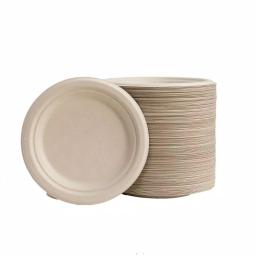 Unbranded 7 in. Natural Sugarcane Plates, 600 Pack - Eco-Friendly & Compostable Disposable Plates thumbnail 1