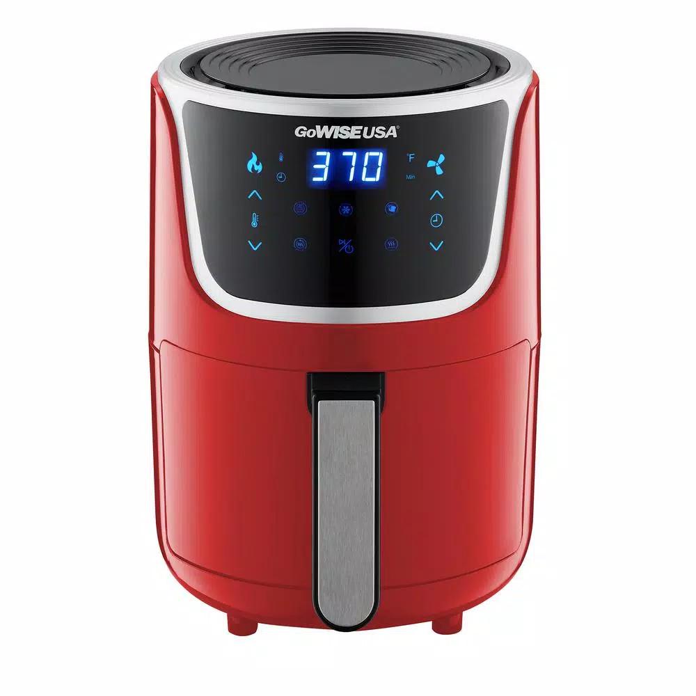 GoWISE USA 2-Qt. Mini Digital Air Fryer with Touchscreen, Red/Silver