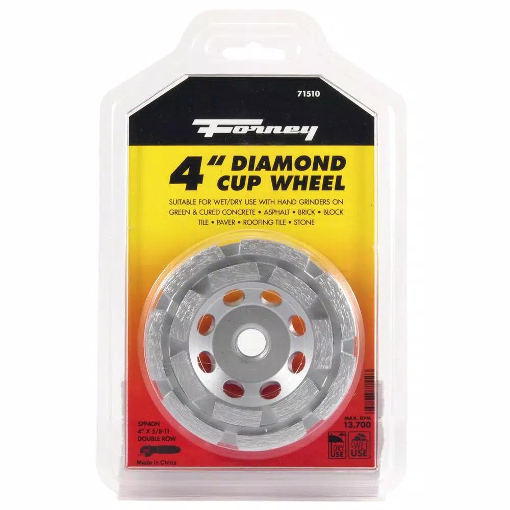 Forney 4 in. Diamond Cup Wheel for Concrete, Masonry, and Stone