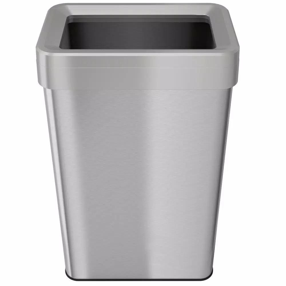 iTouchless 21 Gal. Stainless Steel Slim Rectangular Open Top Commercial Trash Can with Dual Deodorizer