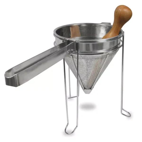 Weston Stainless Steel Cone Strainer and Pestle Set with Chrome Support Stand