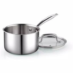 Cook N Home 3 qt. Tri-Ply Clad Stainless Steel Sauce Pan with Tempered Glass Lid thumbnail 4