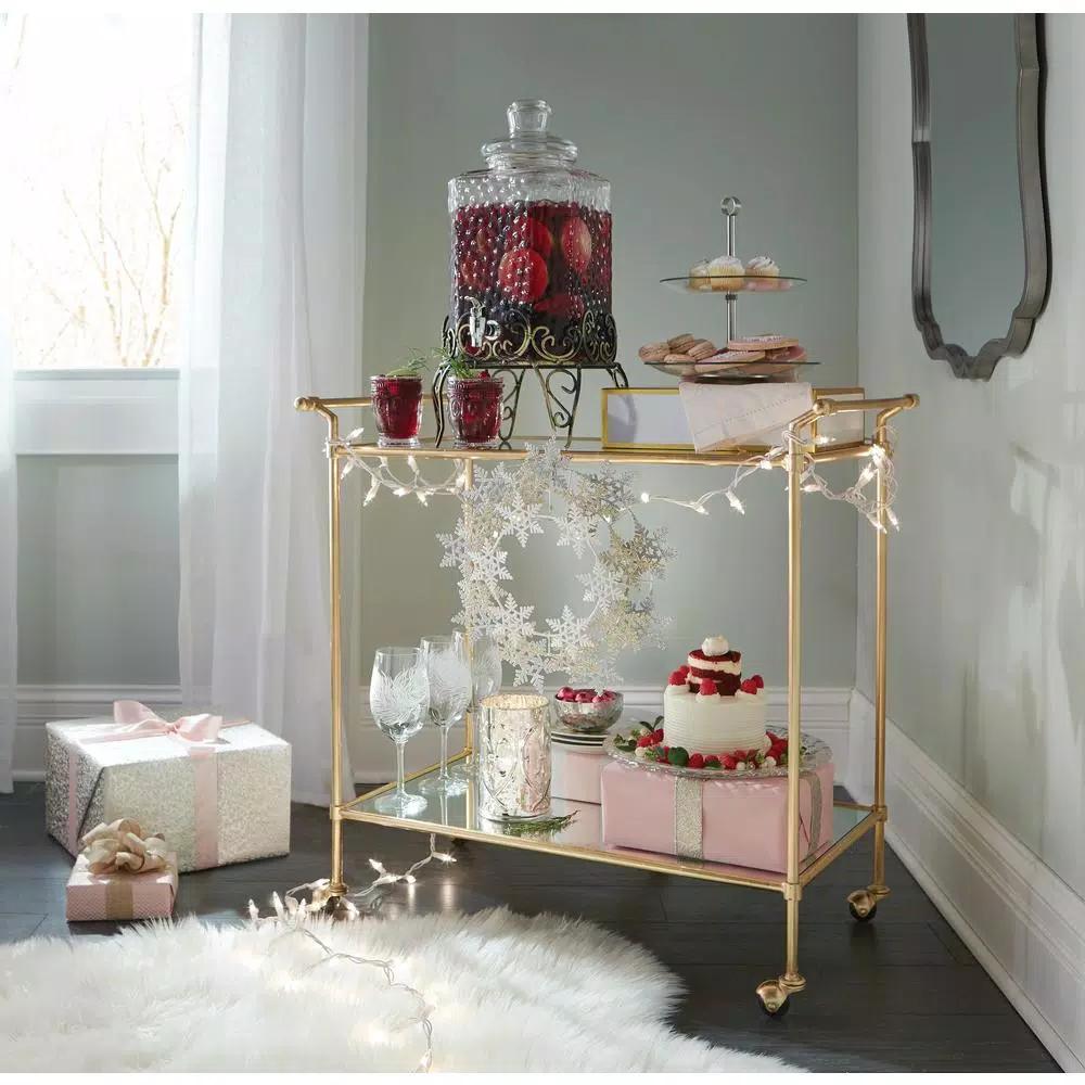 Chef Buddy 2-Tier Round Glass Buffet and Dessert Stand with Stainless Steel Base
