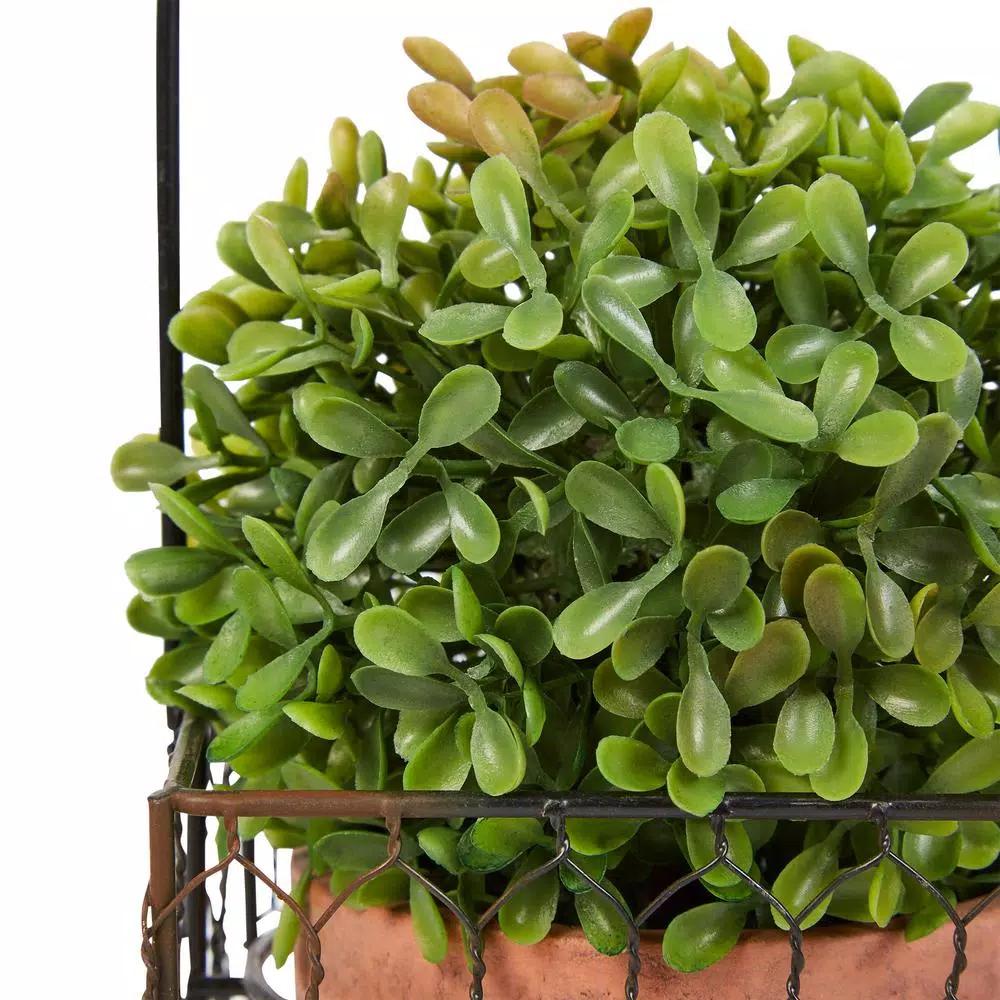 Pure Garden 9.5 in. Faux Boxwood Topiary Arrangement with Decorative Metal Wire Baskets (Set of 3)