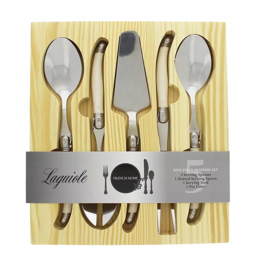 French Home Laguiole 5-Piece Hostess Flatware Serving Set - Faux Ivory