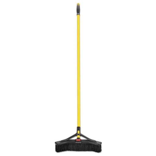 Rubbermaid Commercial Products 18 in. PVC Bristle Maximizer Push Broom with Steel Handle, Yellow/Black