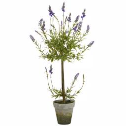 Nearly Natural 34 in. Artificial Lavender Topiary Tree in Clay Planter thumbnail 1