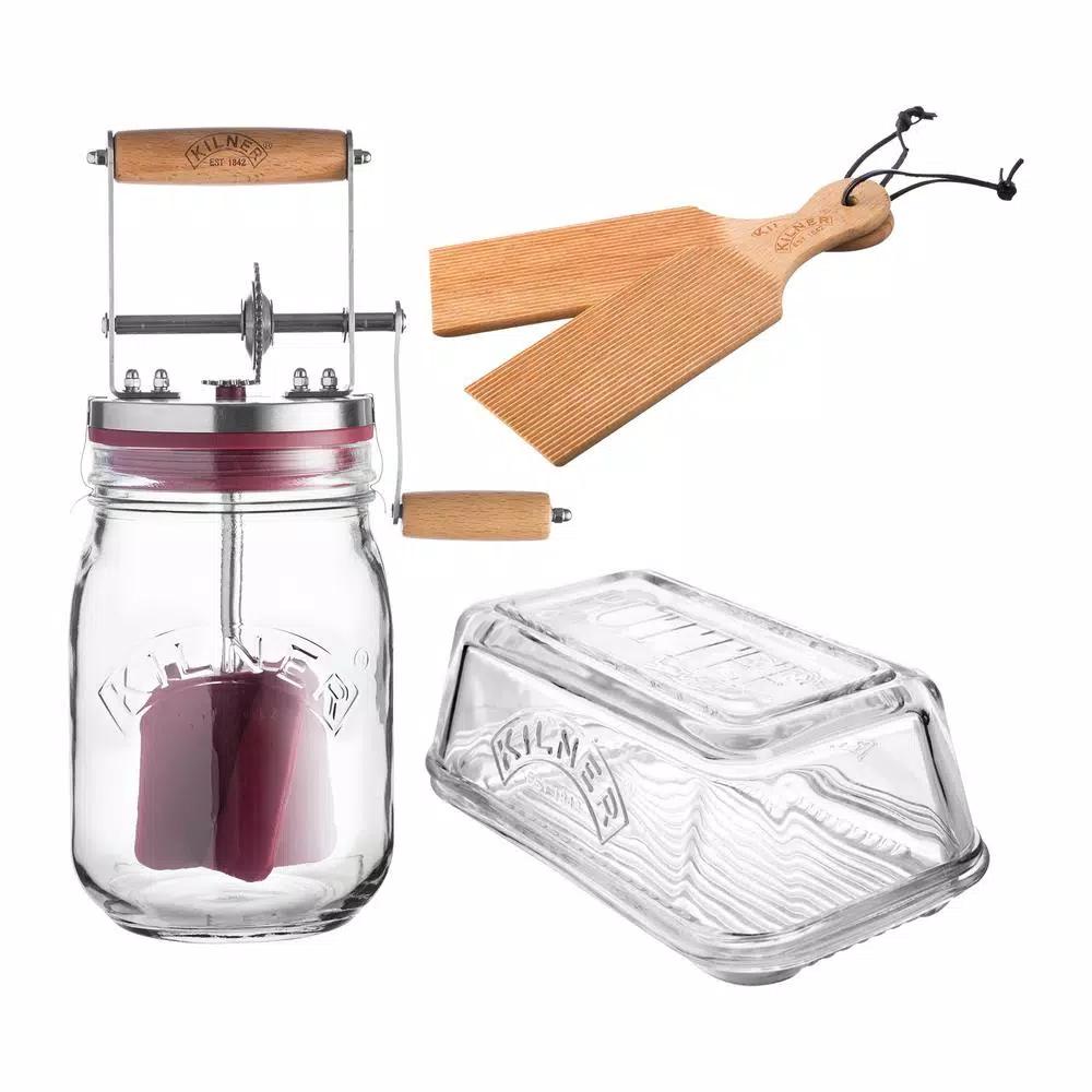 Kilner Butter Churning Glass Set with Beechwood Details