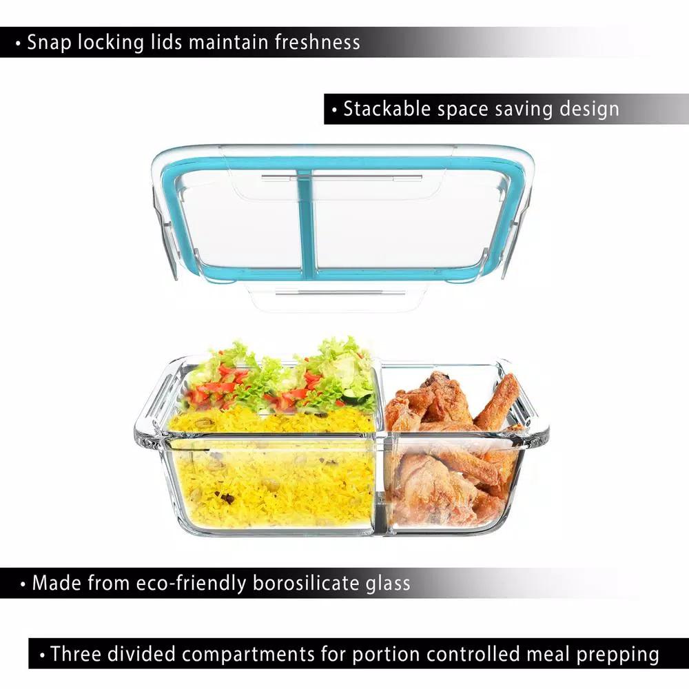 Classic Cuisine 8-Piece Borosilicate Glass Food Storage Container Set with Leak-Resistant Snap Lids