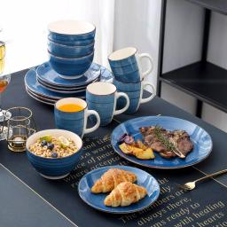 vancasso Bella 16-Piece Blue Porcelain Dinnerware Set, Service for 4 thumbnail 6