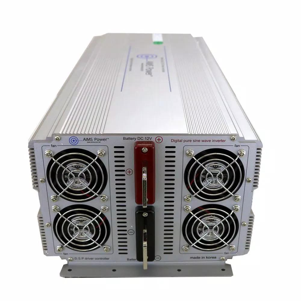 AIMS POWER 5000W Pure Sine Wave Industrial Grade Power Inverter, 12V DC to 120V AC with GFCI