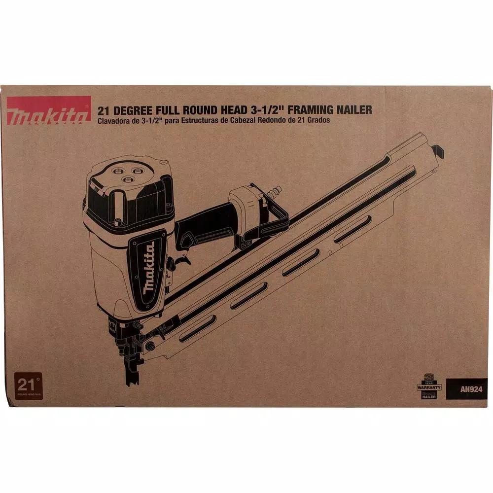Makita 21° Pneumatic Full Round Head Framing Nailer, 3-1/2 in. Capacity