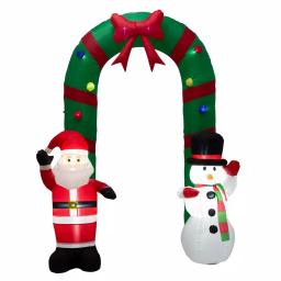 Glitzhome 8 ft. Inflatable Santa and Snowman Christmas Gate Arch with LED Lights thumbnail 2