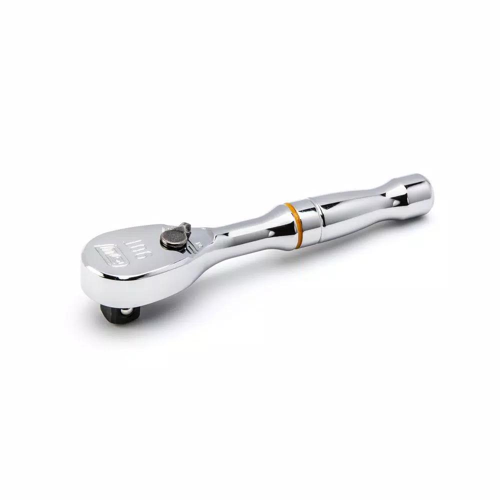 GEARWRENCH 3/8 in. Drive 90-Tooth Compact Head Stubby Teardrop Ratchet, 4-1/2 in.